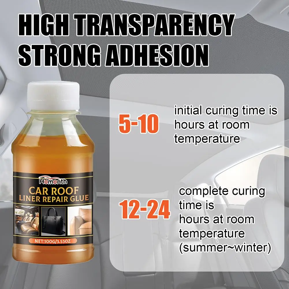 100ml Instant Adhesive Bonding Glue Car Interior Roof Liner Repair Glue Car Inside Roof Cloth Repair Leather Polyester Liquid image 5