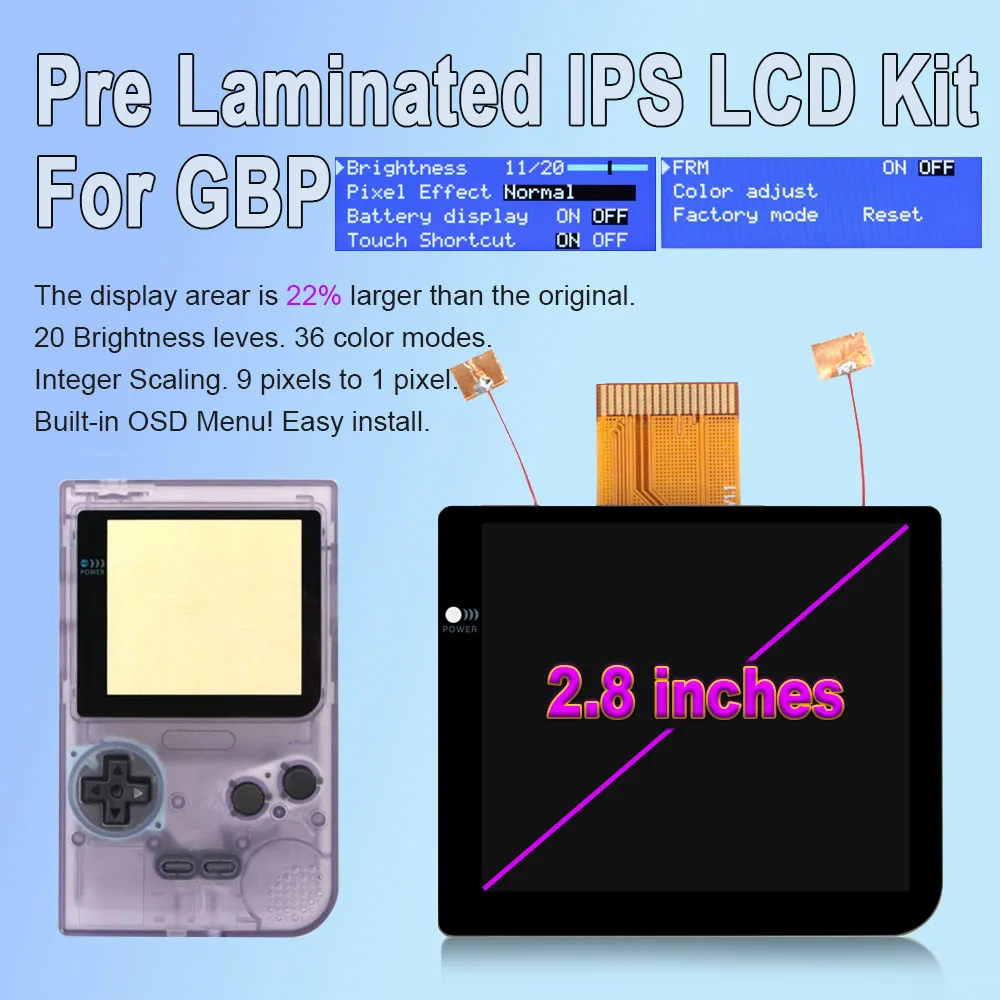 hispeedido-for-gameboy-pocket-gbp-ips-laminated-screen-high-brightness-lcd-480x432-integer-scaling-display-mod-kit-no-soldering