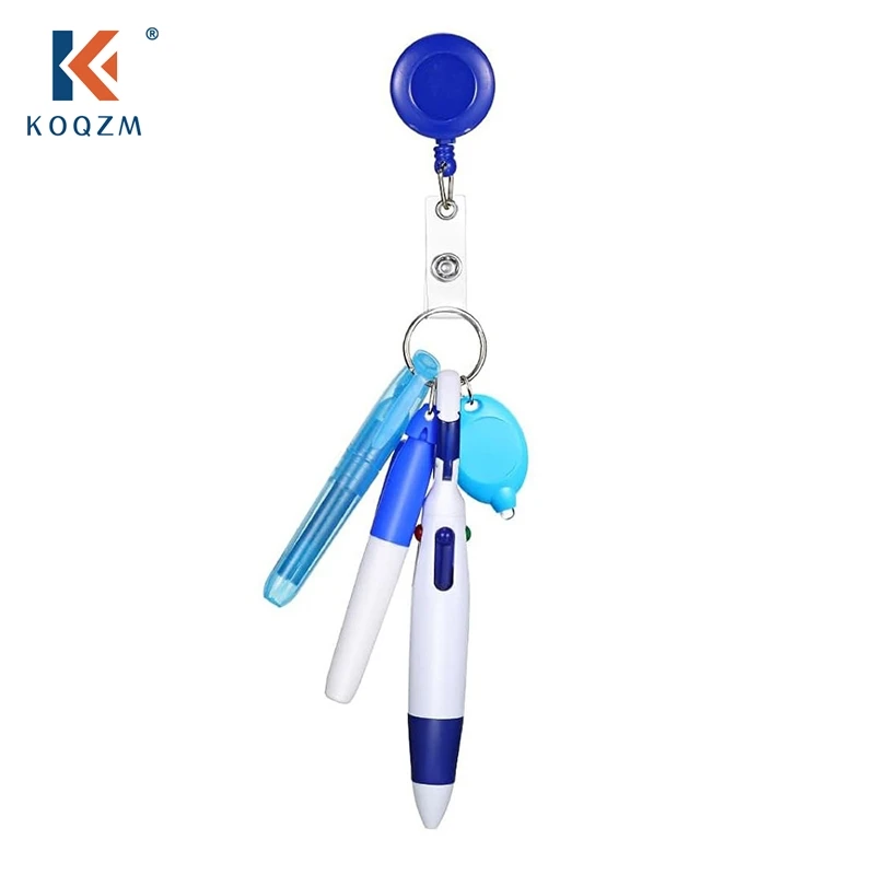 

1Set Nurse Badge Accessories Include Permanent Marker Mini Highlighter Nurse Pen Set Retractable Badge Holder LED Keychain Gift
