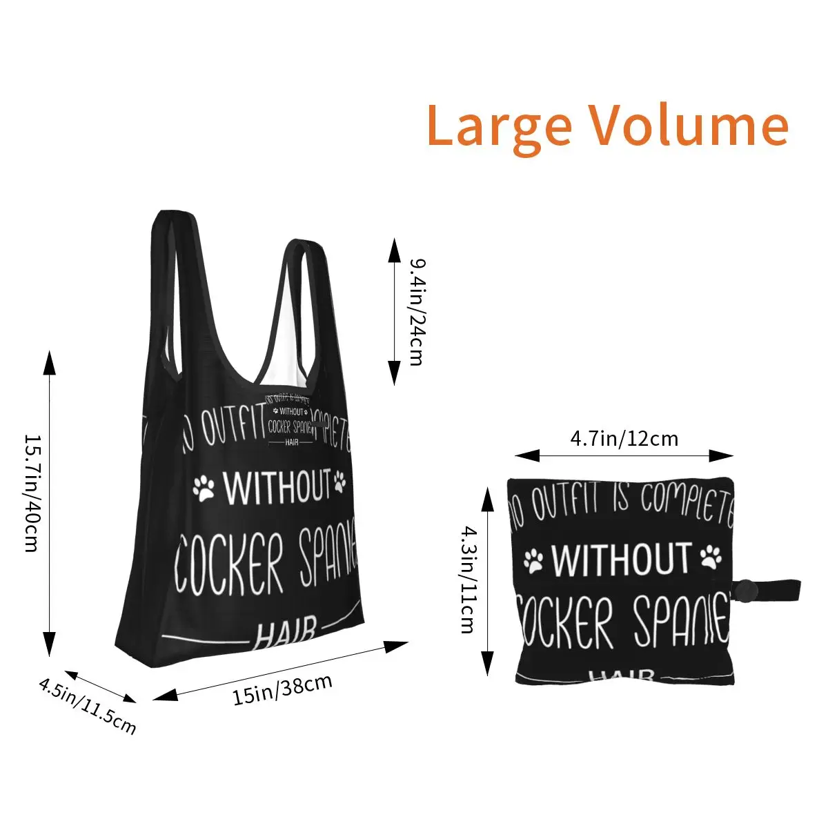 Cocker Spaniel, regalo, borsa per la spesa per camicie Borse tote portatili Borsa shopper a tracolla pieghevole Borsa per generi alimentari