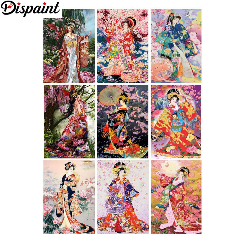 

Dispaint Full Square/Round Drill 5D DIY Diamond Painting "Japanese kimono girl" 3D Embroidery Cross Stitch 5D Home Decor Gift