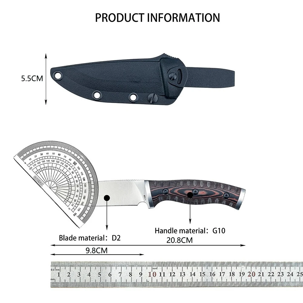 853 Multi-Purpose Hiking Climbing EDC Knife Pocket Outdoor Trekking Fixed Knife D2 High Quality Camping BBQ Essential Daily Tool