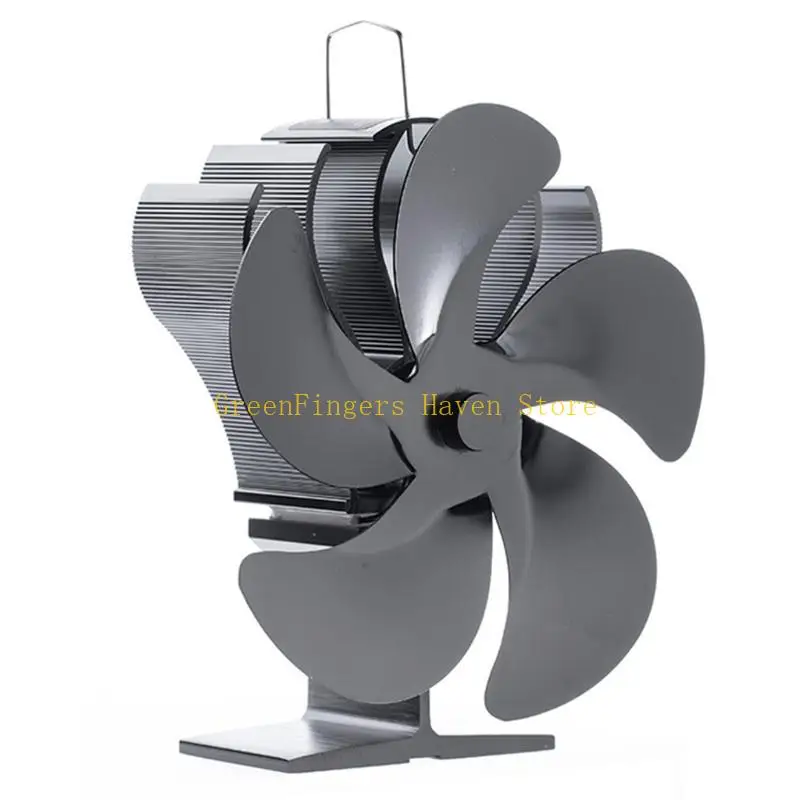 

F68D Home Fireplace Stove Fan 5 Heat Powered Fan Quiet Efficient for Home Log Burning Fireplace Circulating Air