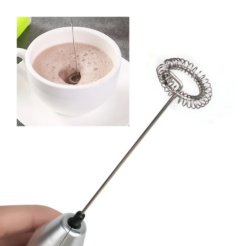 Kitchen Electric Hand Whisk Mixer Coffee Milk Egg Beater Stainless Steel Frother Egg Electric Mini Handle Stirre cooking gadgets view 2