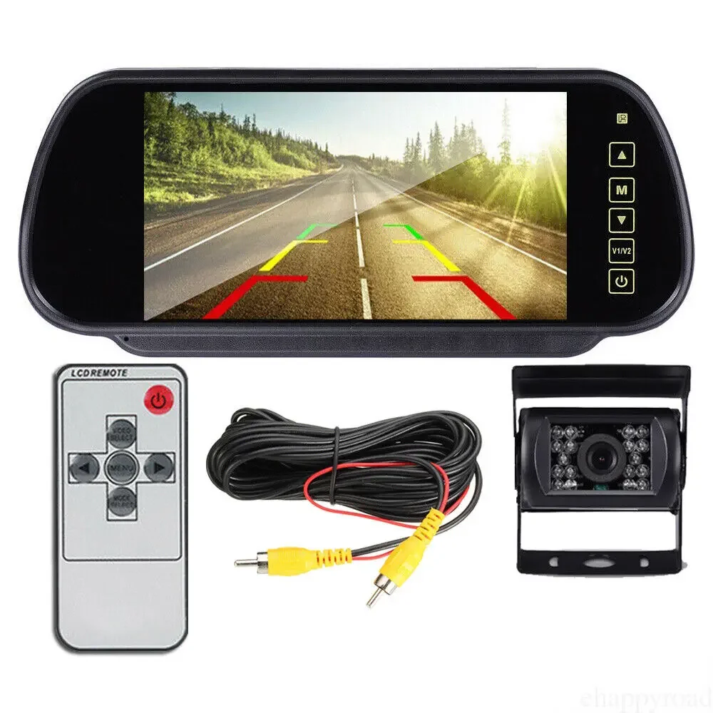 7-Zoll-Clip-On-Spiegelmonitor + 1080P-Rückfahrkamera – IP69K wasserdichte Nachtsicht für Wohnmobil-LKW-Anhänger