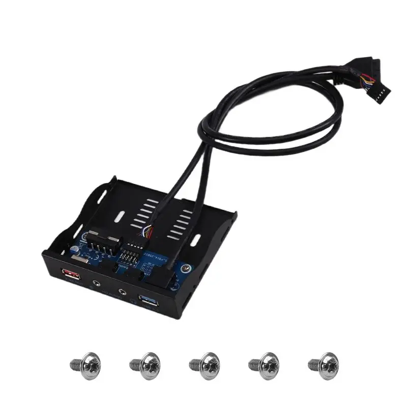 Dual USB 3.0 Hub 19Pin Front Panel For PC With 3.5Mm Headset Jack & BC1.2 Rapid Charge - Suitable For 3.5Inch Floppy Disk Bay-AB