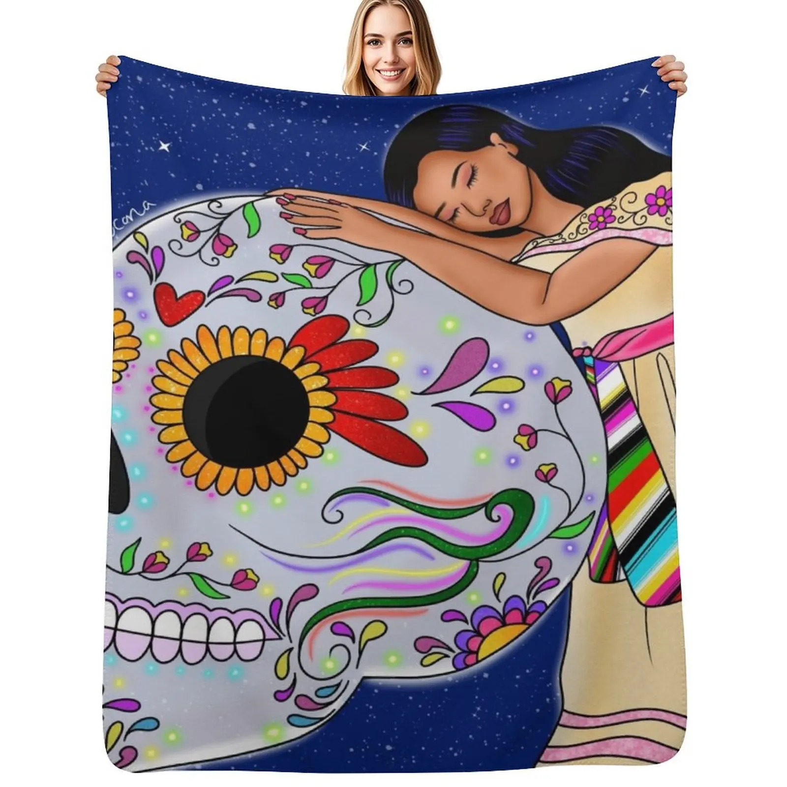 Calavera de azucar Throw Blanket Decoratives sofa bed Luxury Designer wednesday Fashion Sofas manga Blankets