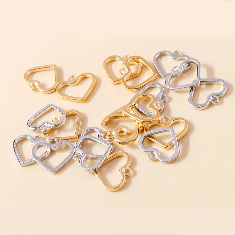 20 Stück 18x16mm Niedliche Gold- und Silberfarbene Legierungs-Herzanhänger für Schmuckherstellung, Halsketten, Ohrringe, DIY-Bastelgeschenk – Detail 8