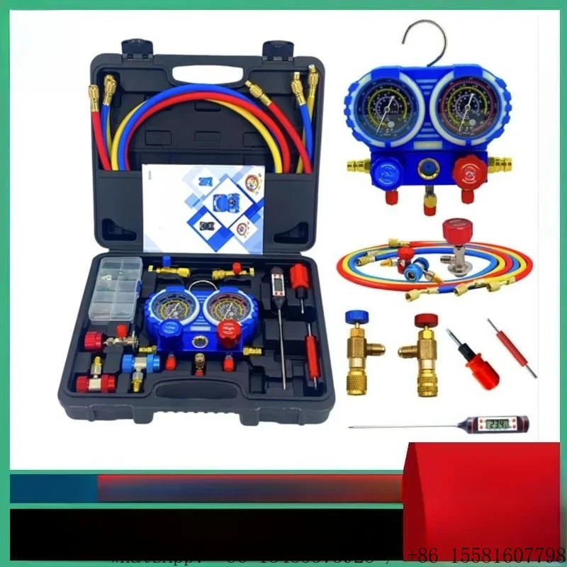 Manifold Gauge Set for R22 R134a R410A R404A Refrigerant Charging Gauge Kit for Home & Car Air‑Conditioning Service Tool