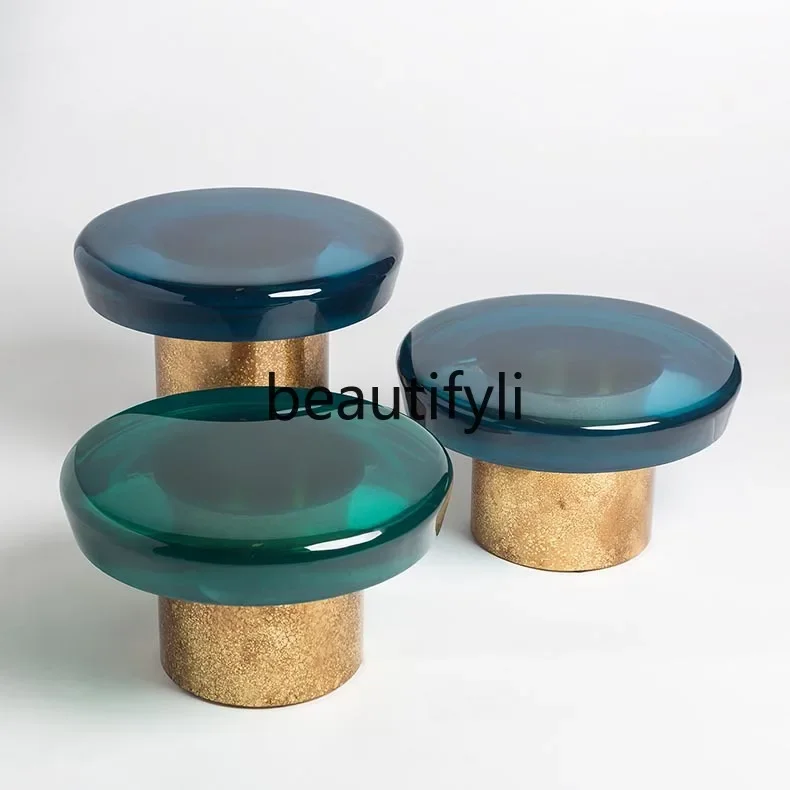 Creative jelly coffee table modern fashion acrylic corner table color round table light luxury