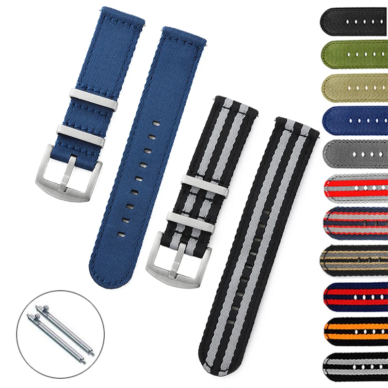 Men Watch Band Nylon Canvas Men Universal Replacement Bracelets 20mm 22mm Sport Watch Strap Band for Men Watch Bracelet