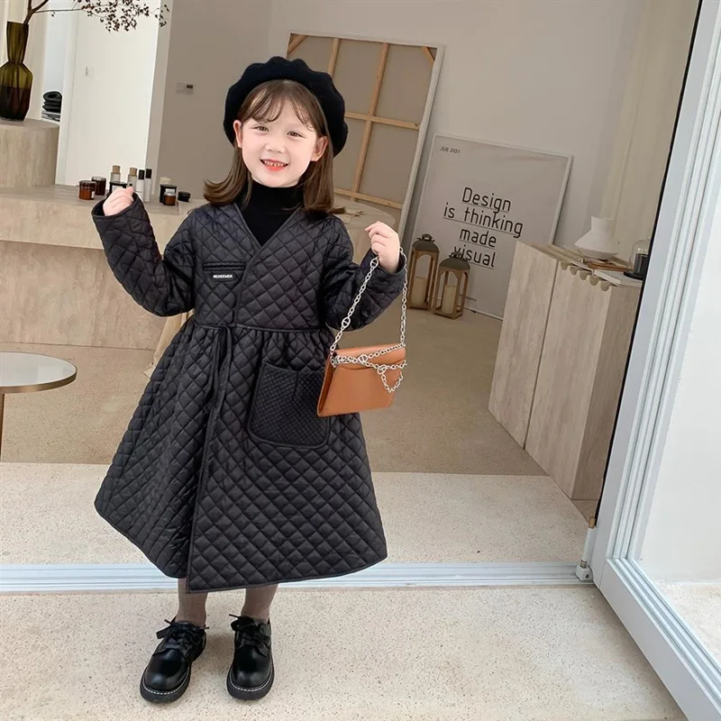 Girls Kids Down Coat Jacket Overcoat Cotton 2022 Charming Warm Plus Thicken Winter Sports  Teenager Children's Clothing