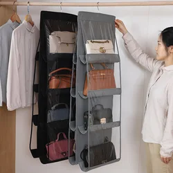 6 \8 Pockets Hanging Closet Organizer Clear Foldable Handbag Purse Storage Bag Bags Home Storage Organization with Hanger Pouch