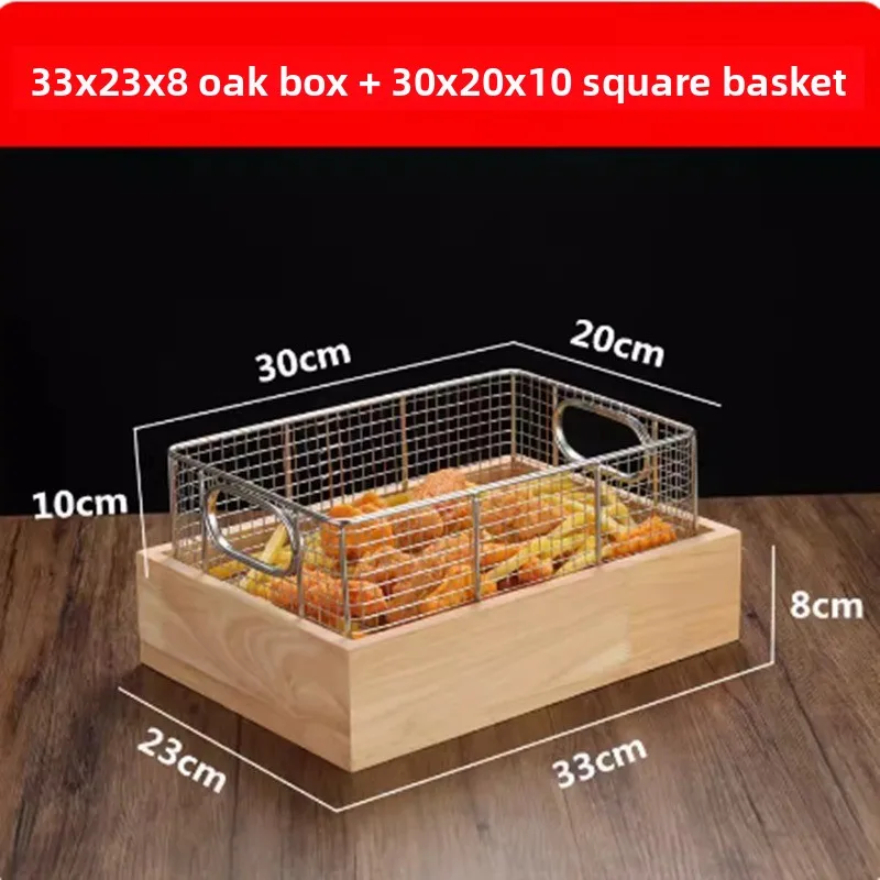 Stainless Steel Fry French Fries square Basket Kitchen Colander Mesh Strainer Net punching chicken wings Chef Cooking Steam