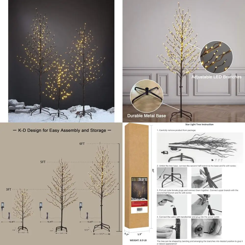 

Lightshare 3-Piece Starry Christmas Tree Set: 3ft, 5ft, and 6ft Warm White Trees