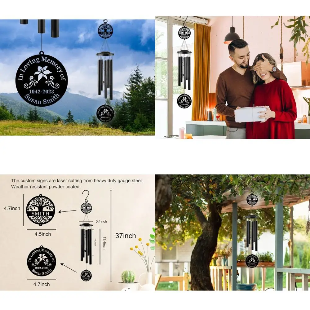 

Customized Outdoor Memorial Wind Chimes - Commemorative Gifts for Loss of a Loved One, Personalized Sympathy Wind Chimes