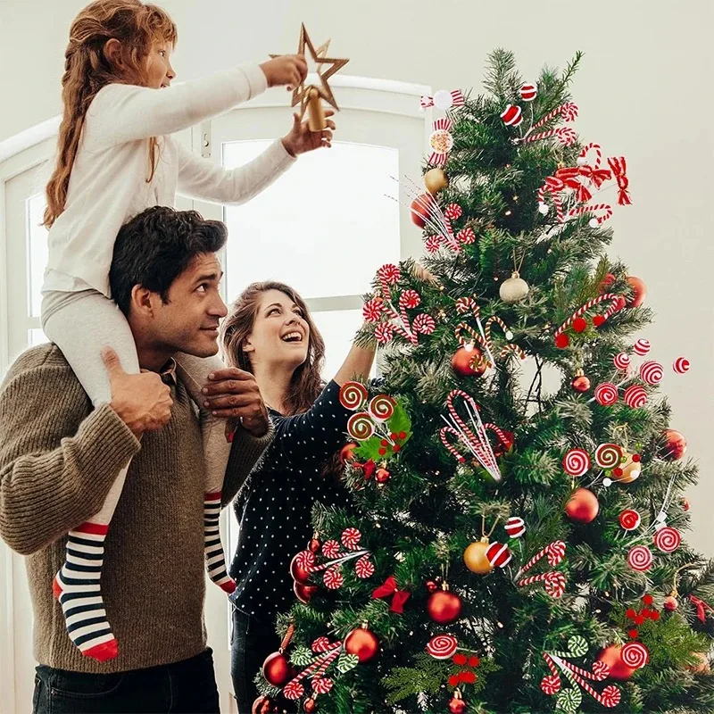 زينة عيد الميلاد الحلوى التوت باقة اصطناعية شجرة عيد الميلاد قلادة حلية لديكور المنزل السنة الجديدة 2026 هدية اكسسوارات