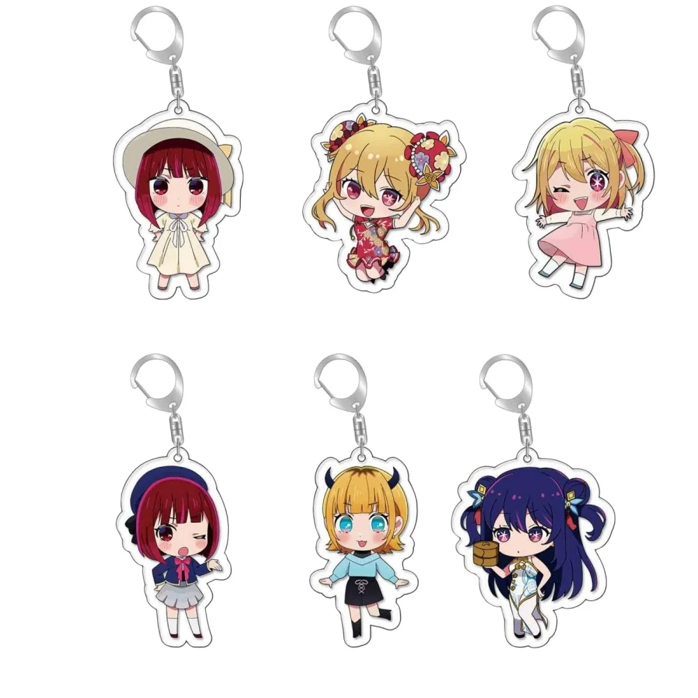 6CM Hot Anime Q Edition Oshi No Ko Hoshino Ai Ruby Aqua Cute Cartoon Chibi Cosplay Acrylic Keychain Props Series Gifts