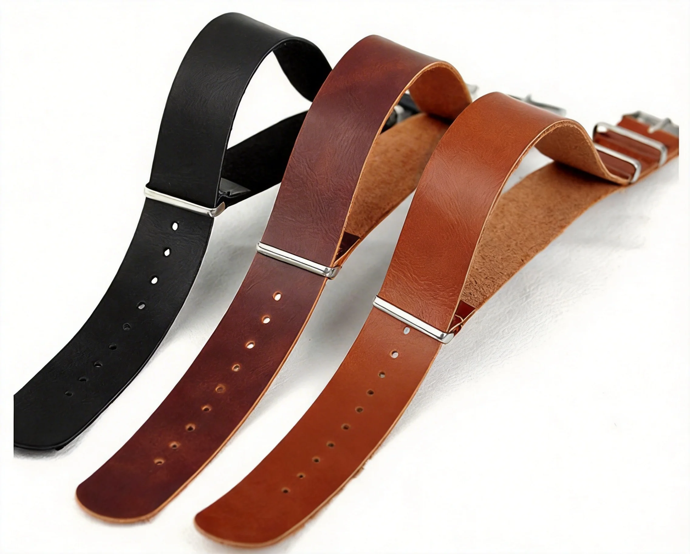 Pulseira de Relógio Vintage em Couro NATO ZULU, Estilo Militar em Preto e Marrom, Universal 18mm 20mm 22mm 24mm