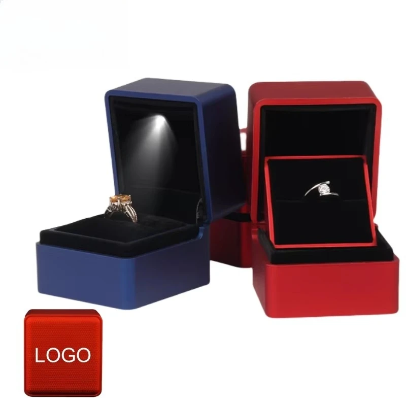 Elegant Rhombus-Texture LED Proposal Ring Box-Luxury Jewelry Case with Lights,Engagement Gift Packaging Free Custom Logo OEM