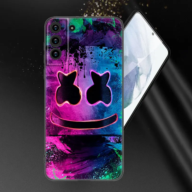 Marshmallow Dj Faces Phone Case For Samsung Galaxy S22 S21 S20 Ultra FE S10E S10 Lite S9 S8 Plus S7 Edge Soft TPU Black Cover