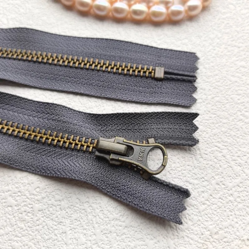 (Custom-made)10pcs/Lot YKK Zipper 5# 15 To 40cm Metal Bronze Close End Gray Khaki Beige White Pocket Bag Boots Sewing Accessory