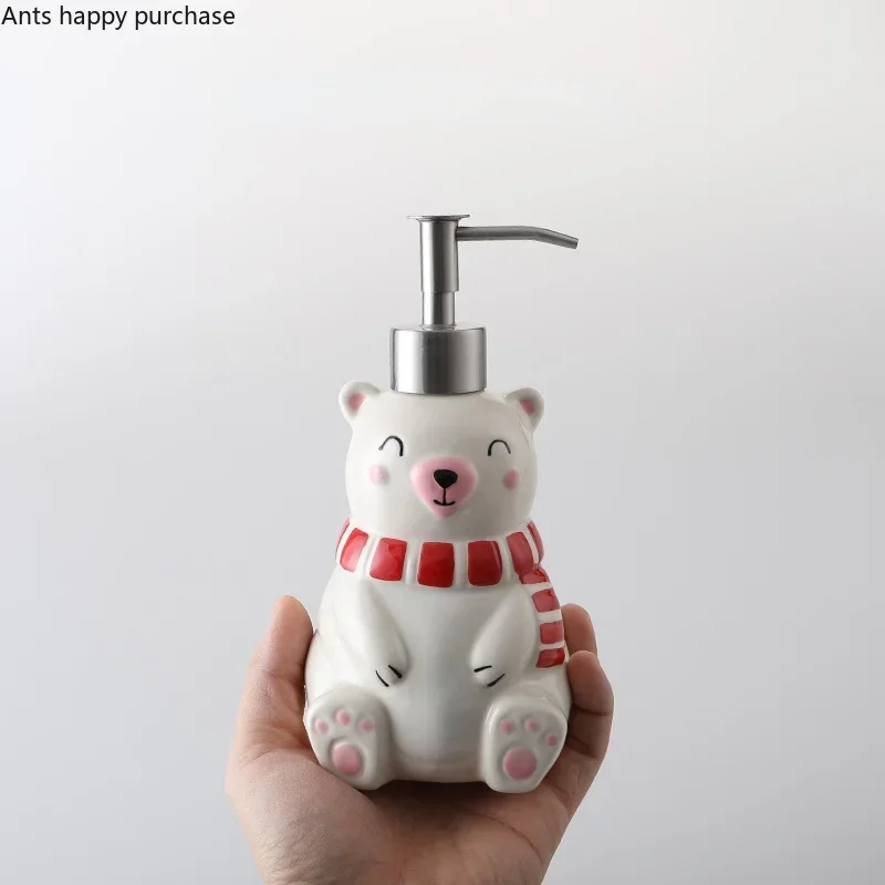 Garrafa de loção de cerâmica urso/pinguim/boneco de neve dispensador de sabão de natal mão desinfetante garrafas de shampoo garrafa de gel de banho