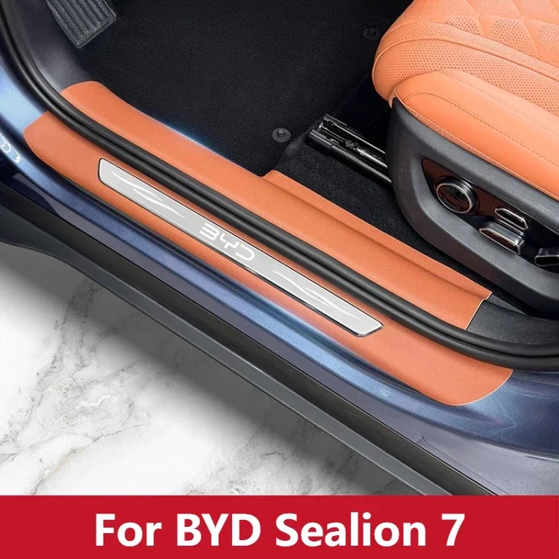 For BYD Sealion 7 Threshold Strip Leather Threshold Kick Pad Welcome Pedal Protection Car Decoration Modification Accessories