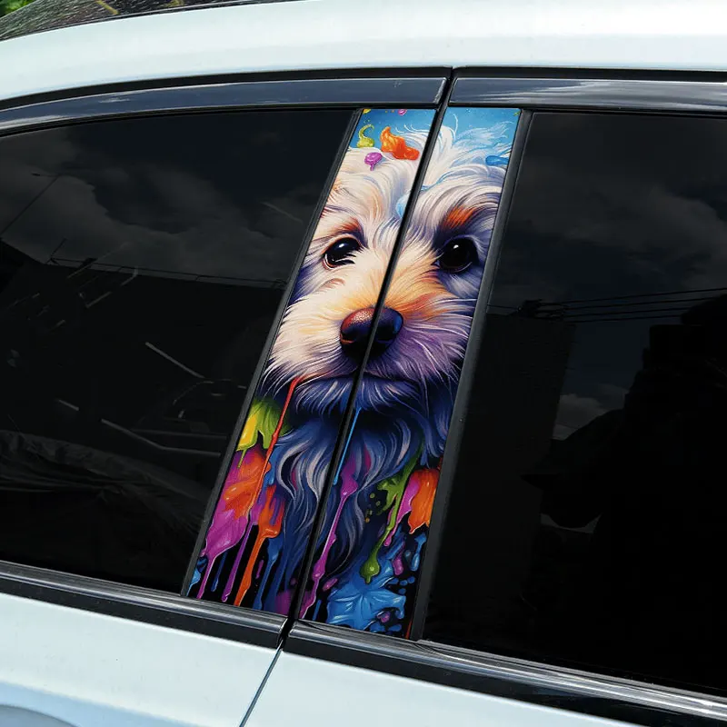 

1pc/2pcs Puppy Car B-pillar Stickers Cover Scratches Decal for BMW Mercedes Ford VW Audi Toyota Nissan Kia Renault Hyundai Skoda