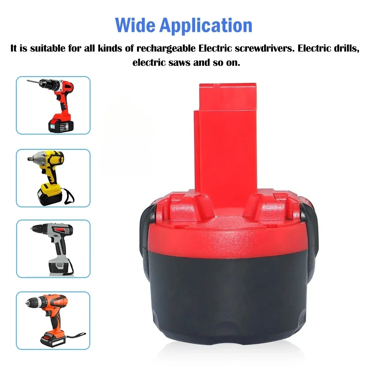 

9.6V 12800mAh Ni-MH Rechargeable Battery｜Power Tools Replacement for PSR 960 BH984 BAT048 BAT119 L50