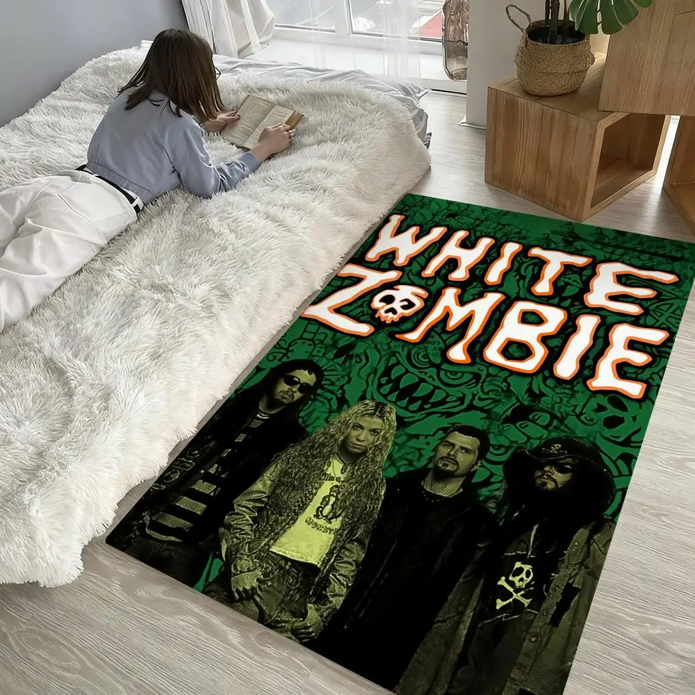 

Heavy Rock Band-W-WHITE Zombies Floor Mat Soft Thickened Non-Slip Door Mat for Living Room Home Decor Flannel Rugs