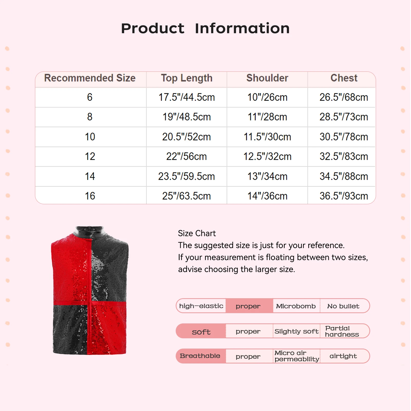 Kids Boys Shiny Sequins Color Block Top Jazz Hip Hop Disco Dance Stage Performance Costume Sleeveless Invisible Zipper T-Shirts