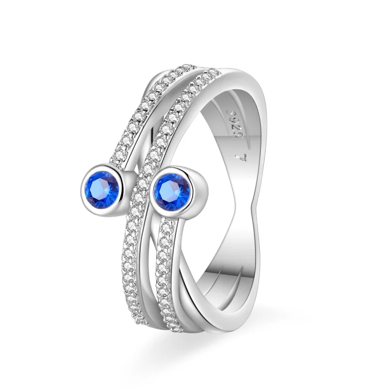 Anillo de Plata de Ley 925 Original para mujer, sortija de circonita azul, copo de nieve, estrella de mar, mariposa, regalo de cumpleaños, boda, Halloween, joyería artesanal