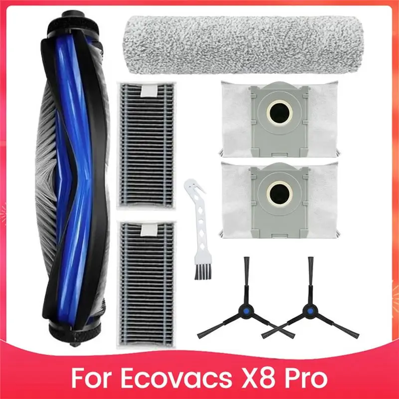 

AEE8-запасные части для Ecovacs X8 Pro для роботов-пылесосов Omni, основная боковая щетка, HEPA-фильтр, мешки для пыли