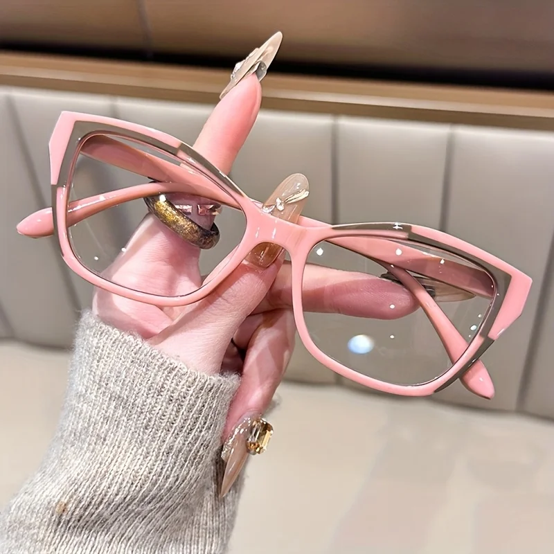 Elegante Cat-Eye-Lesebrille für Damen - Modisches Farbblock-Design, Blaulichtfilter, Stärke 1,0 bis 4,0
