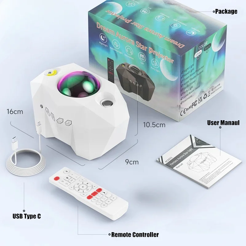 NIEUWE Aurora Projectoren Galaxy Star Projector Noorderlicht Sterrenhemel Maanlamp Voor Slaapkamer Decor Bluetooth Muziek Nachtlampjes