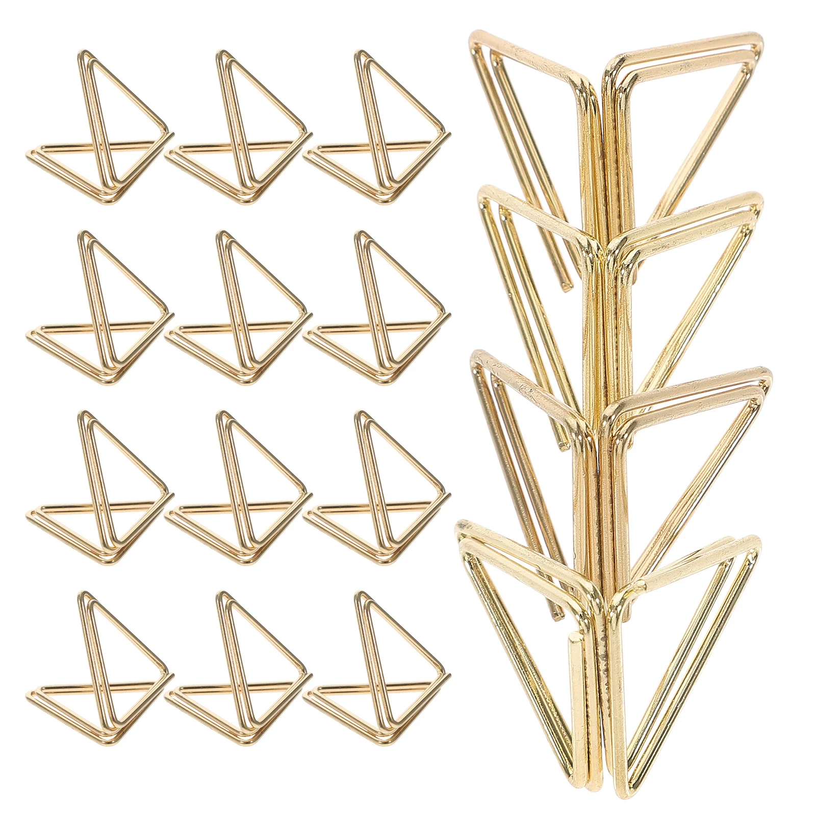

30pcs 3D Paper Clips Triangle Memo Clips Metal Photo Display Clamps For Table Number Place Card Holders Desktop Note Organizers