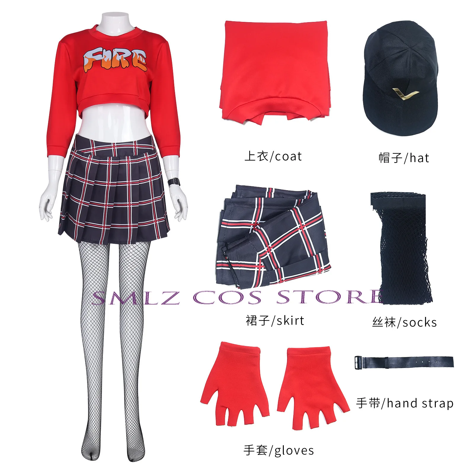 Anne Takamaki Cosplay Anime Persona 5 Costume Red Dance Uniform Set Anne Wig Halloween Party Play Outfit for Women