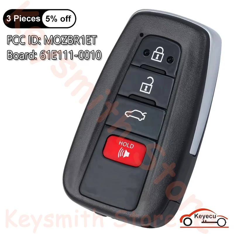 

KEYECU 4 Buttons 314.3MHz 433MHz for Toyota C-HR 2018 2019 2020 2021 2022 Auto Smart Remote Key Fob FCC ID: MOZBR1ET 61E111-0010