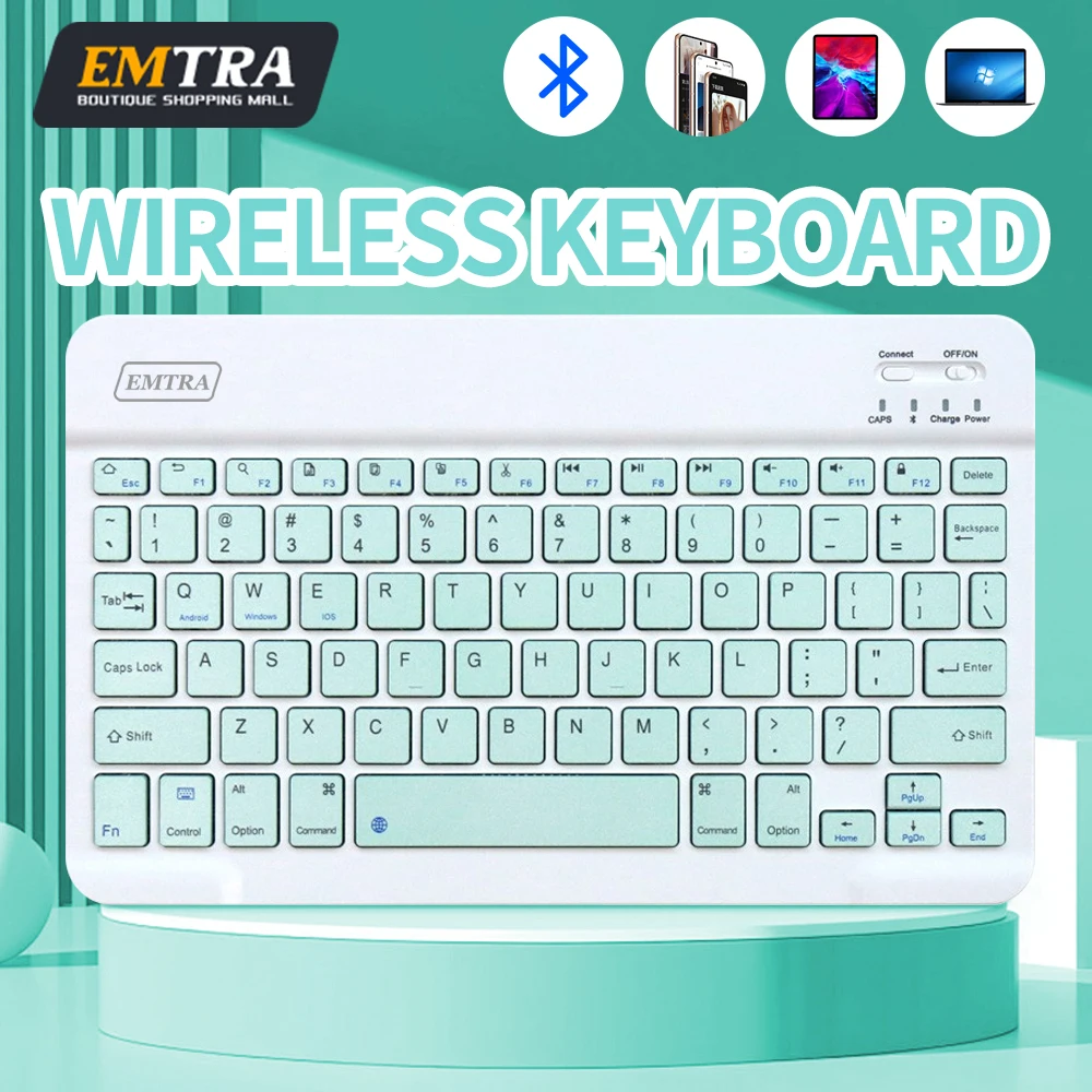 

Беспроводная Bluetooth-клавиатура для IOS Android Windows Tablet для iPad Air Mini Pro, испанская, корейская, Португалия, иврит, зеленая клавиатура