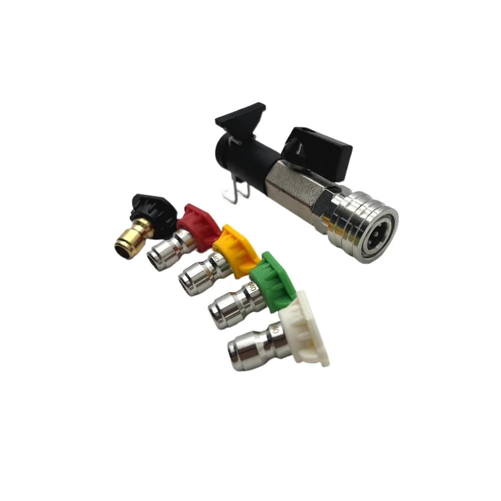 1/4-inch Ball Valve Quick-connect Fitting For Karcher Pressure Washer Machines 5 Nozzles 4500 PSI For Most Pressure Washer Hoses