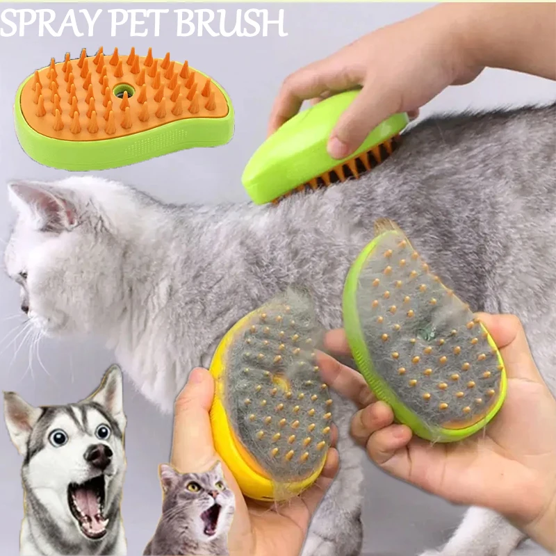 Steamy Cat Brush 3 in 1 Electric Anti-splashing Cat Brush with Steam Spray for Massage Pet Grooming Comb Hair Removal Combs New