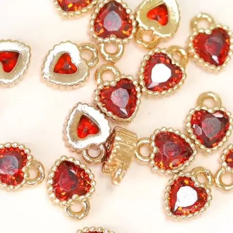 

10 шт. 5x6,7 мм медь позолоченный микроинкрустация цирконом мини красочный кулон в форме сердца, аксессуар ручной работы своими руками