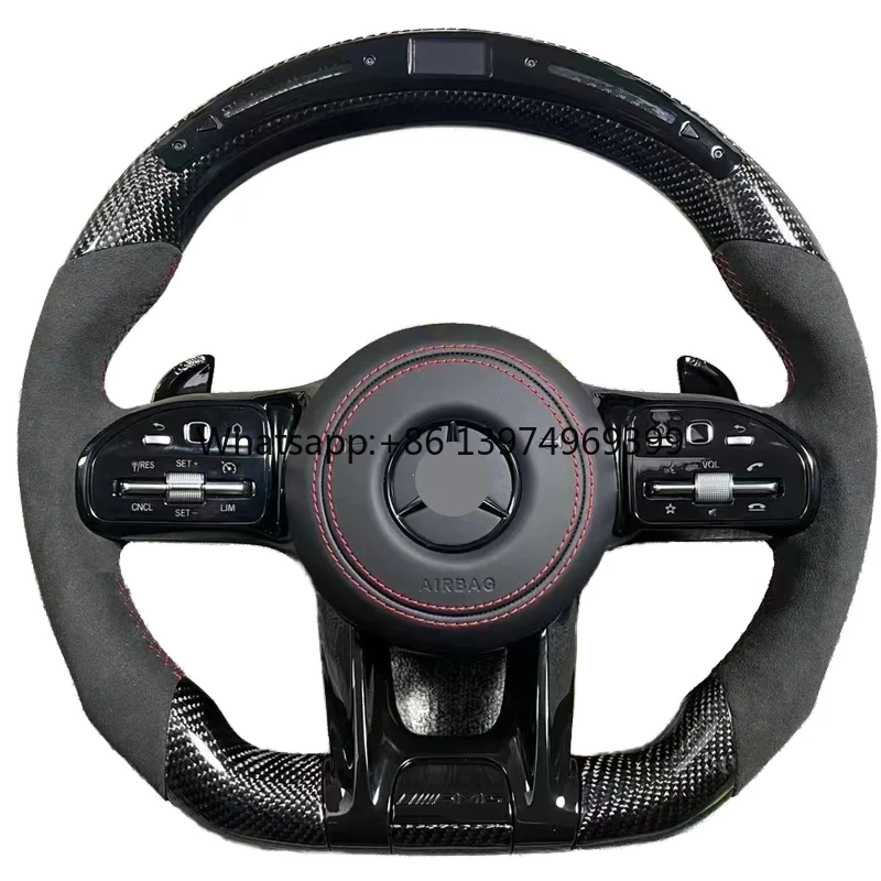For Mercedes Benz Carbon Fiber Steering Wheel Sports Style Leather Upgrade for New AMG C63 E63 E53 GT W213 W222 G63 Models