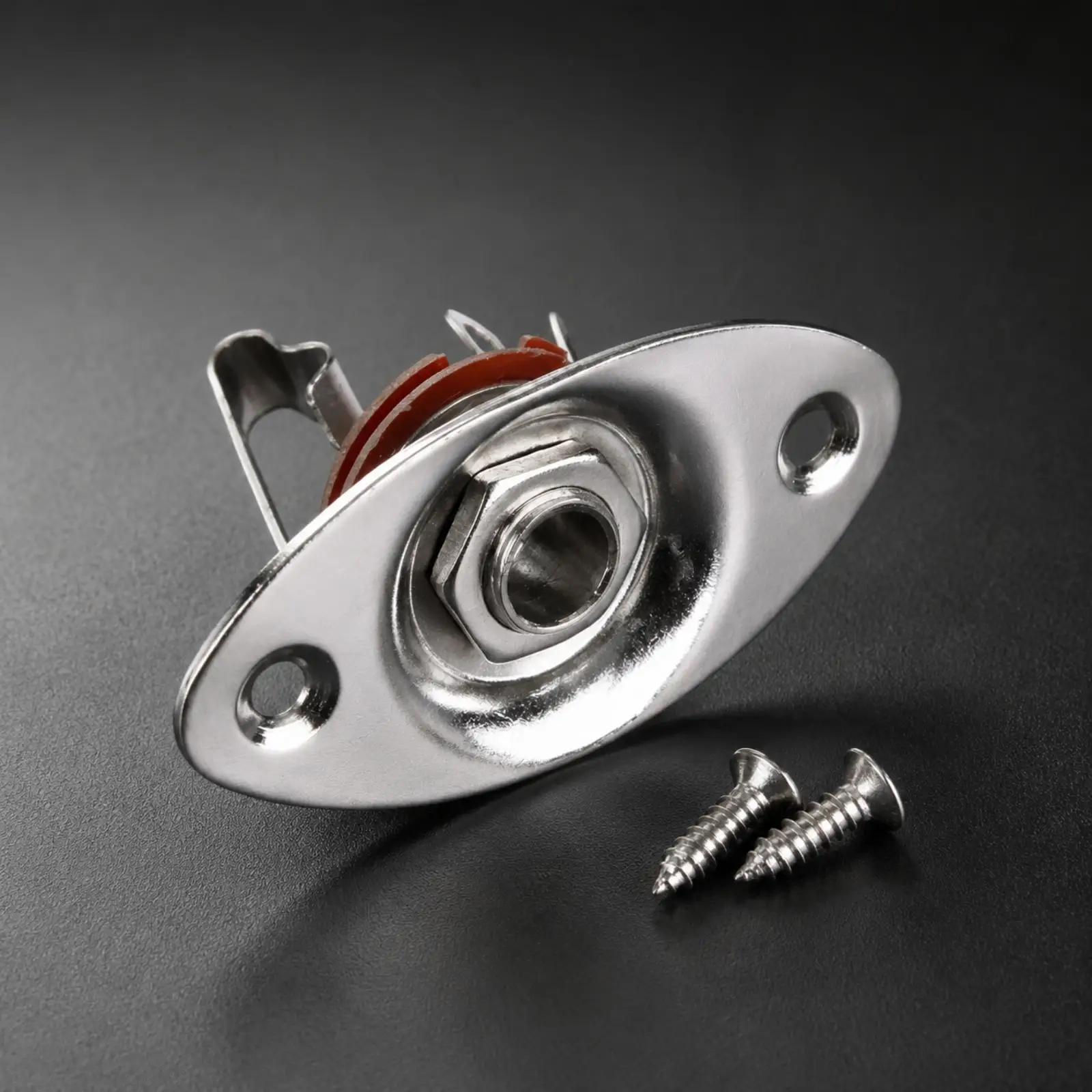 6.35mm Guitar Jack Socket Metal Mounting Plate Audio Output Connector for Bass Electric Instrument Replacement
