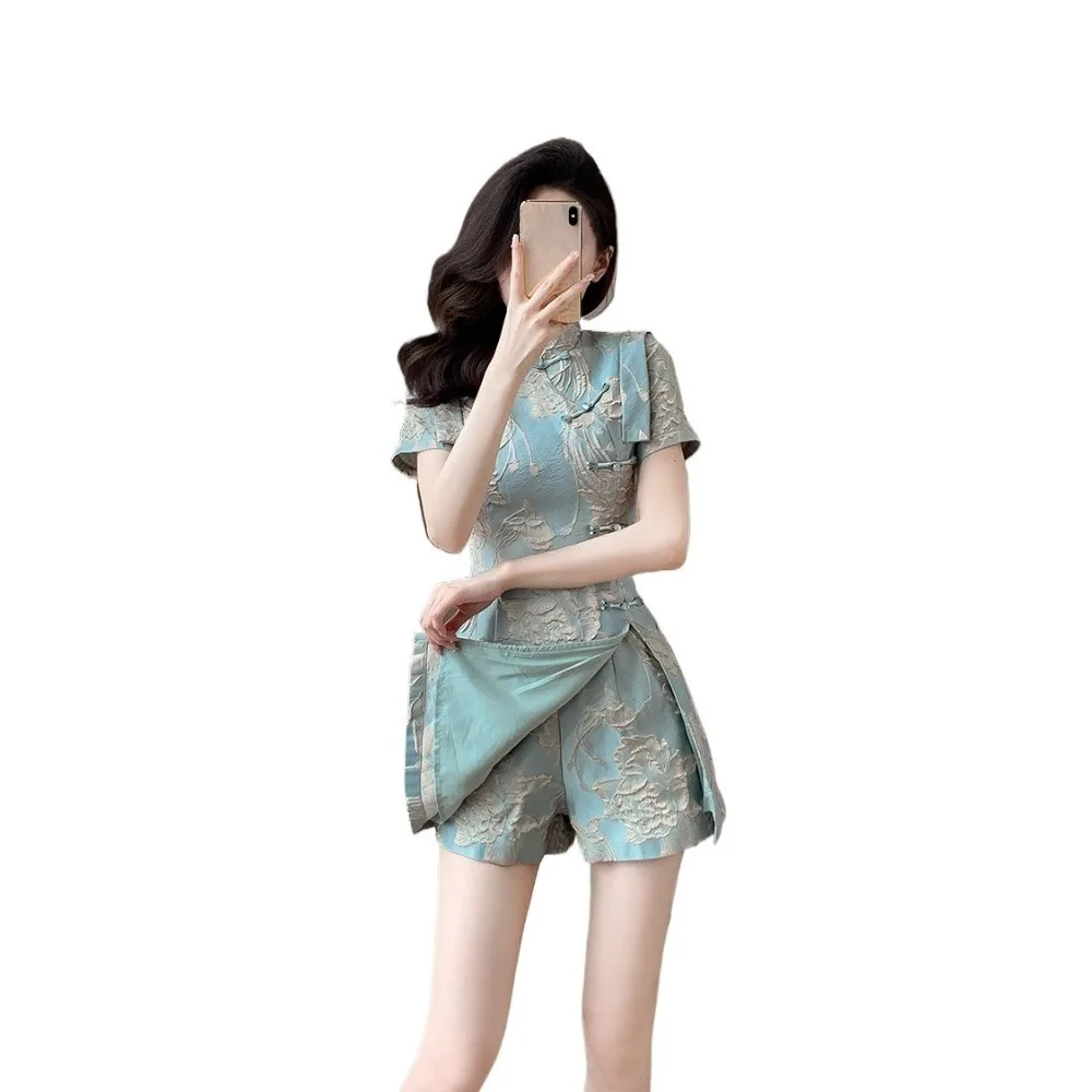 

Комплекты из двух предметов, женские наряды Qipao Cheongsam, традиционная китайская одежда для вечеринок, повседневная элегантная уличная одежда, винтажный этнический стиль