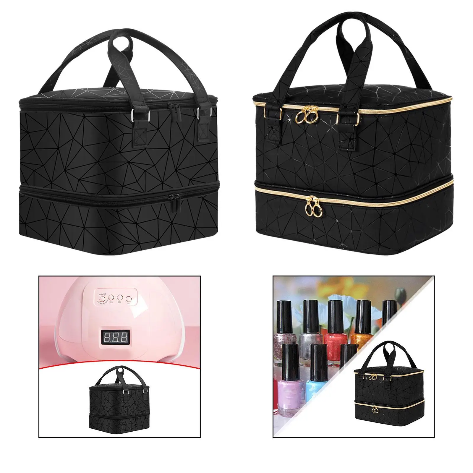 

Double Layer Nail Polish Organizer 2 Tier Nail Care Bag for Cosmetic Sewing