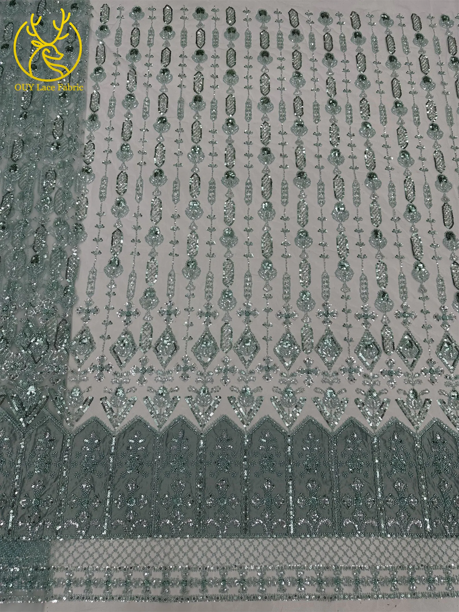 Luxuriöser französischer Pailletten-Spitzenstoff 2026 – Hochwertiger afrikanischer Perlen-Spitzenstoff, nigerianischer bestickter Stoff für Partykleider, 5 Yards – Detail 23