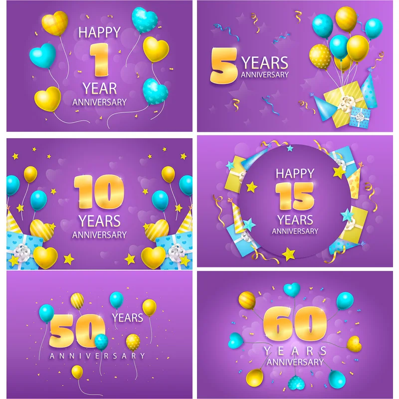 

SHENGYONGBAO 1 Year Happy Birthday Photography Backdrops Airballoon Anniversary Celebration Photo Studio Background Props QA-75