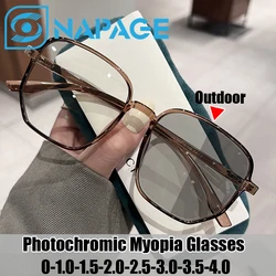 2 in 1 Photochromic Sunglasses with Diopter Intelligent Outdoor Anti-UV Eyeglasses for Women Men Trendy Myopia Glasses 0-1.0-1.5